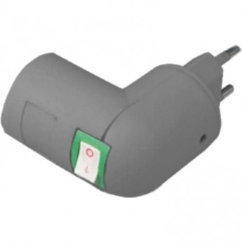 Переходник вилка-патрон ECOLA BASE APT7SSEAY E27 с выключателем, серебряный