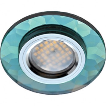 Светильник ECOLA MR16 DL1654 GU5.3 Glass Стекло Круг граненый Изумруд / Хром 25x90 (кd74)