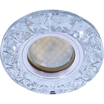 Светильник ECOLA MR16 DL1661 GU5.3 Glass Стекло Круг с крупными стразами Конус/фон зерк./центр.часть хром 38x95